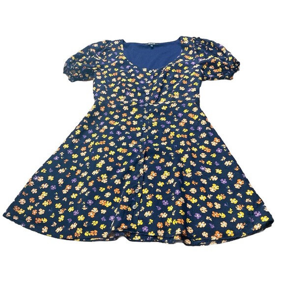 Madewell Smock-Sleeve Button-Front Mini Dress Happy Hibiscus Preppy Boho Sz 2 - Picture 2 of 12